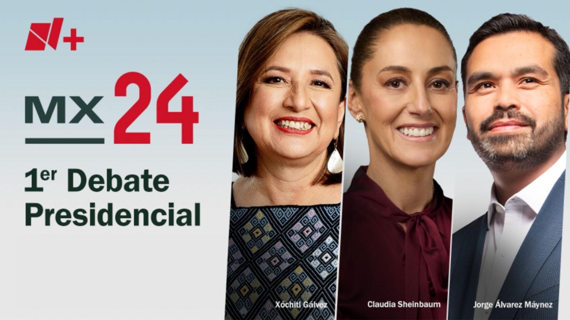 Los candidatos presidenciales, Xóchitl Gálvez, Claudia Sheinbaum y Jorge Álvarez