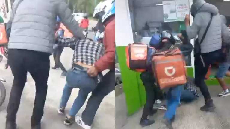 Por presuntos actos de estafa, moto repartidores de aplicación se unieron en la ciudad de Xalapa para encarar a un presunto estafador.