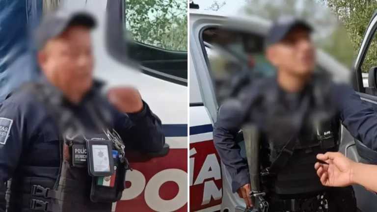 Pobladores testigos de la agresión intervinieron cuando un policía le apuntó al otro con la pistola. Descubrieron que había botellas de alcohol en la patrulla.