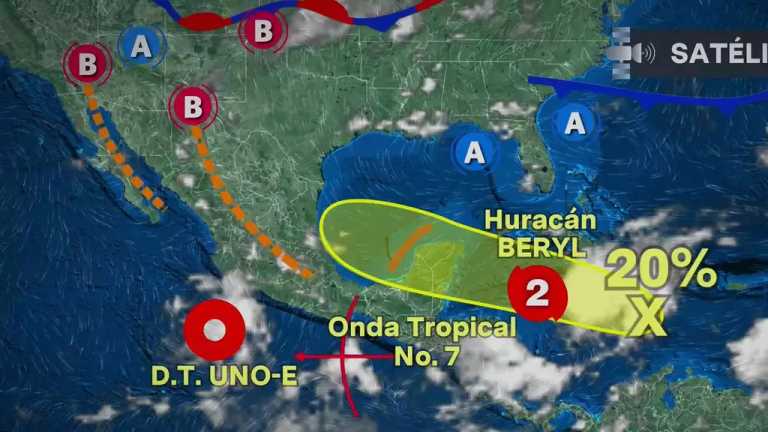 El Servicio Meteorológico Nacional informa que Beryl se degradó a huracán categoría 2 en la escala Saffir-Simpson