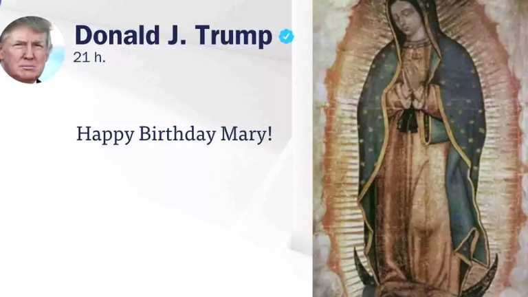 Donald Trump posteó en sus redes sociales una imagen de la Virgen de Guadalupe con el mensaje ‘Feliz cumpleaños, María’; hay quienes creen que esto podría atraer algunos votos