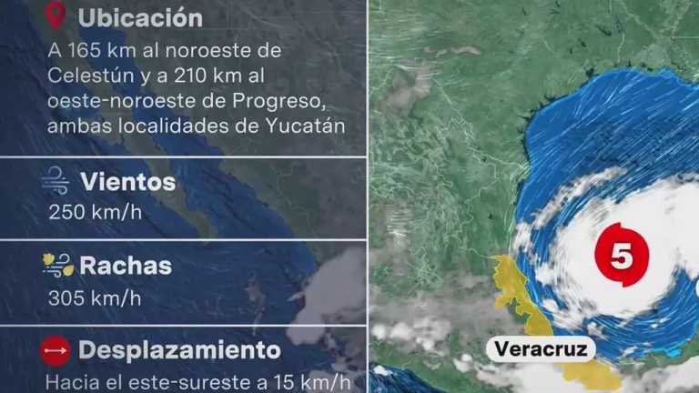 El huracán Milton se intensificó a categoría 5 en el Golfo de México; se localiza a 190 kilómetros de Celestún y a 210 kilómetros de Progreso, en Yucatán