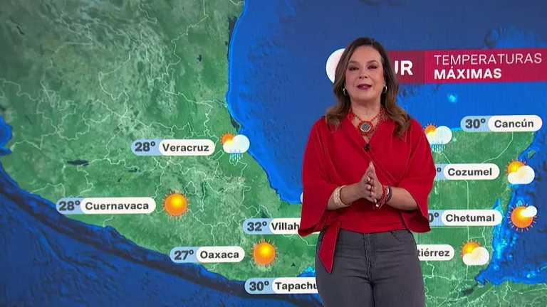 Raquel Méndez comenta hoy 8 de noviembre de 2024, que se prevén lluvias intensas en Guerrero, Oaxaca y Chiapas; la Ciudad de México tendrá una temperatura máxima de 25 grados centígrados