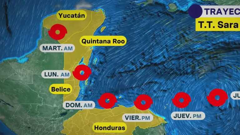 La tormenta tropical Sara se formó en el Océano Atlántico, de acuerdo con el Centro Nacional de Huracanes de EUA. El SMN indicó que el sistema podría ingresar al país como tormenta tropical entre el domingo y lunes; en Quintana Roo ya se realizan acciones preventivas