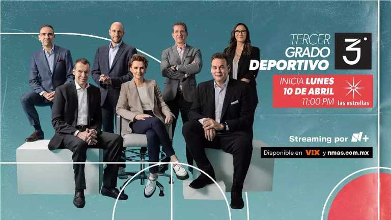 Denise Maerker, David Faitelson, Majo González, André Marín, Alberto Lati, Javier Alarcón y Alejandro de la Rosa en una misma mesa de debate: Tercer Grado Deportivo. Comienza lunes 10 de abril a las 11 de la noche con @canalestrellas STREAMING por N+ en @vix y nmas.com.mx #TGD