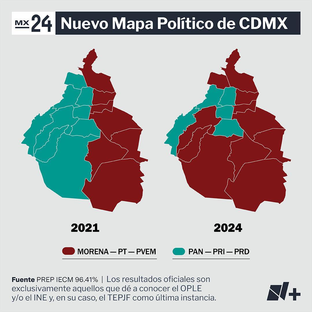 Mapa Comparativo Alcaldías CDMX 2021 - 2024