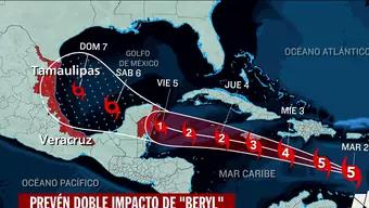 Beryl Podría Impactar Dos Veces en México: Aquí la Trayectoria