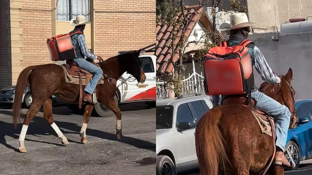 ¿Y el Rancho? Captan a Repartidor Haciendo Entregas a Caballo