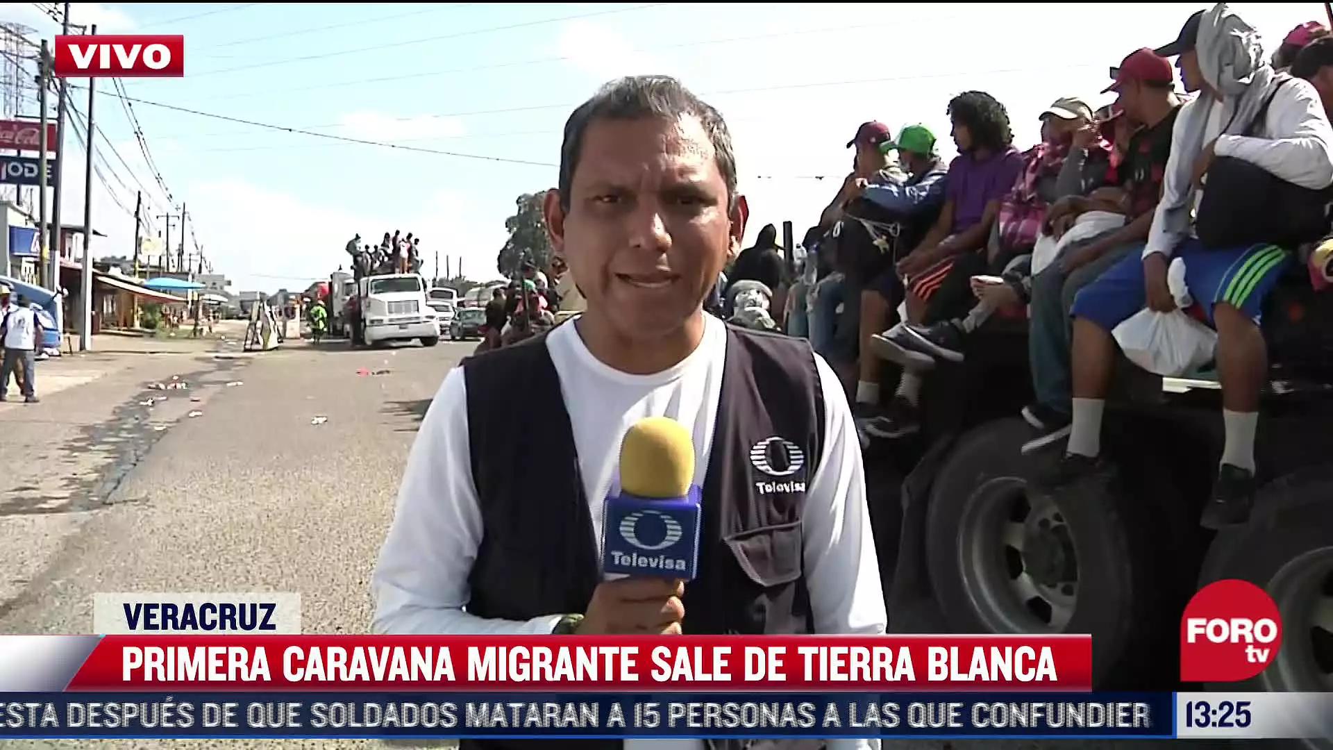 Primera caravana migrante sale de Tierra Blanca Veracruz