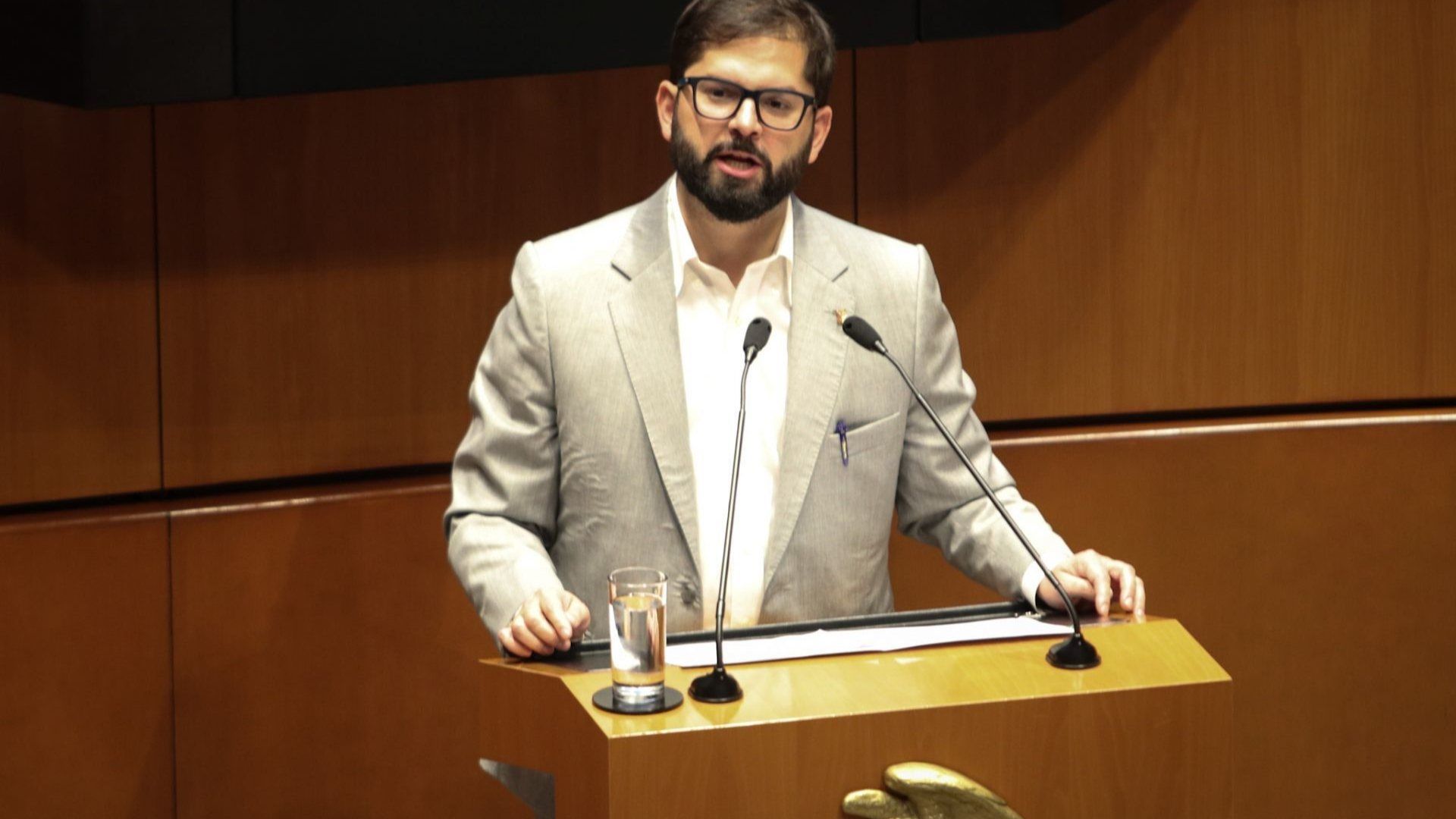 Gabriel Boric, presidente de Chile, durante su visita al Senado de México