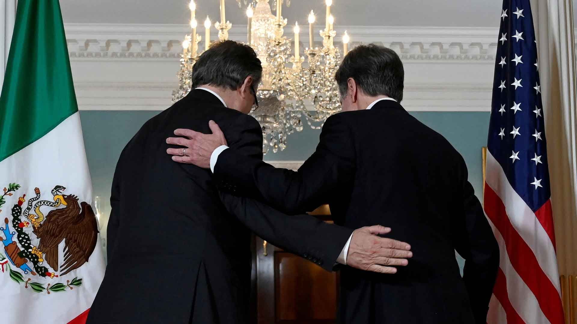 Ebrard y Blinken durante la reunión en Washington