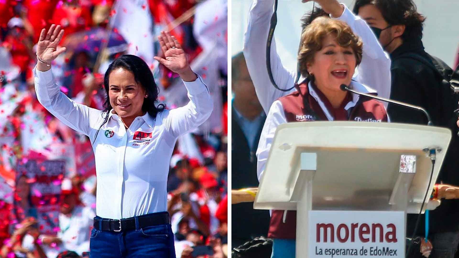 Alejandra del Moral y Delfina en cierre de precampaña en Edomex