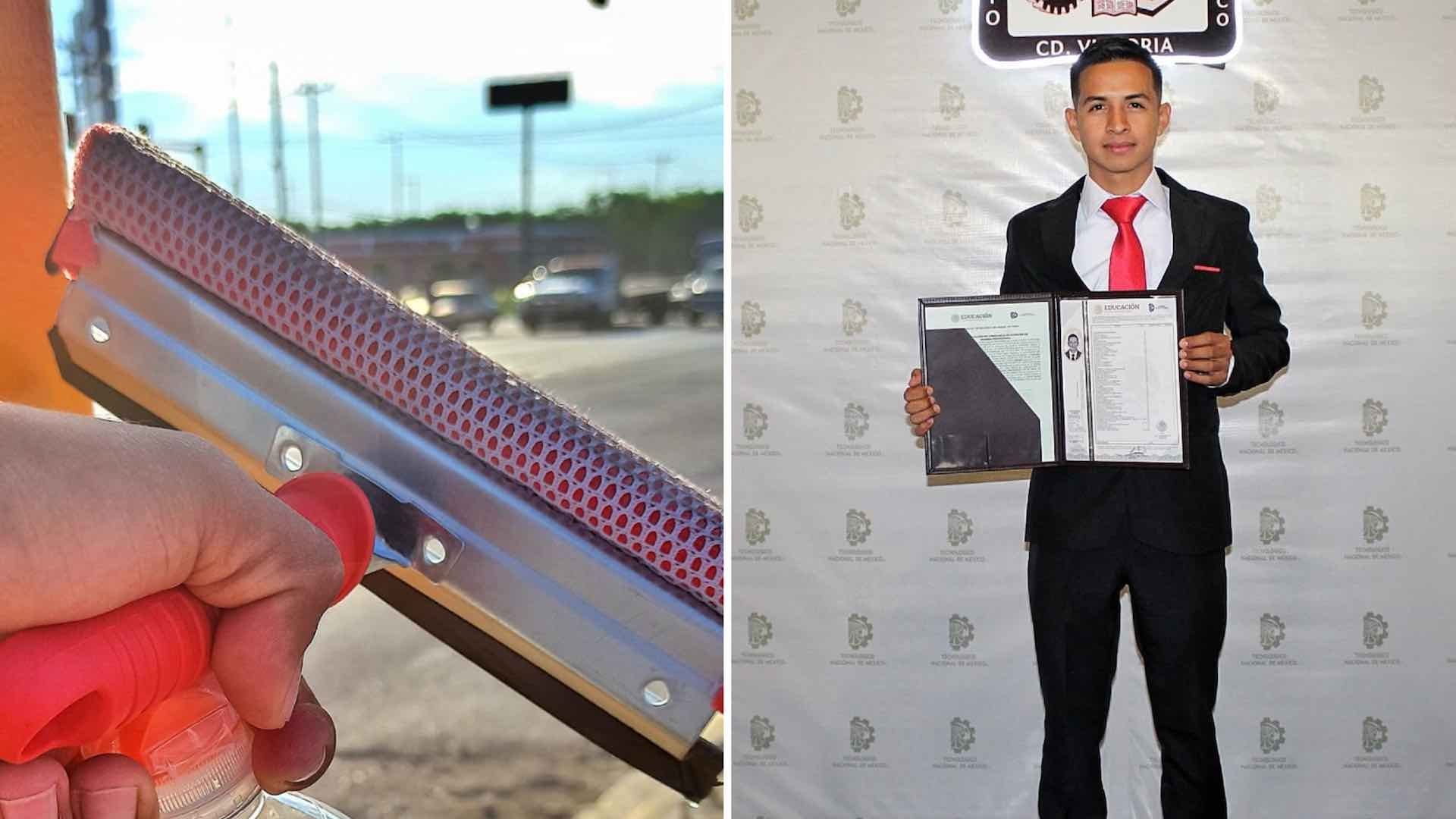 Joven limpiaparabrisas se gradúa como ingeniero en Tamaulipas