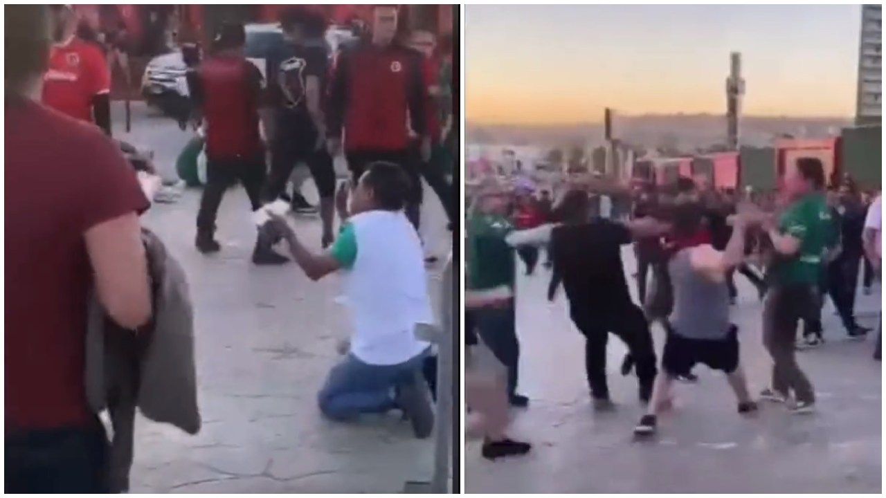 Pelea campal entre aficionados de Xolos y León 