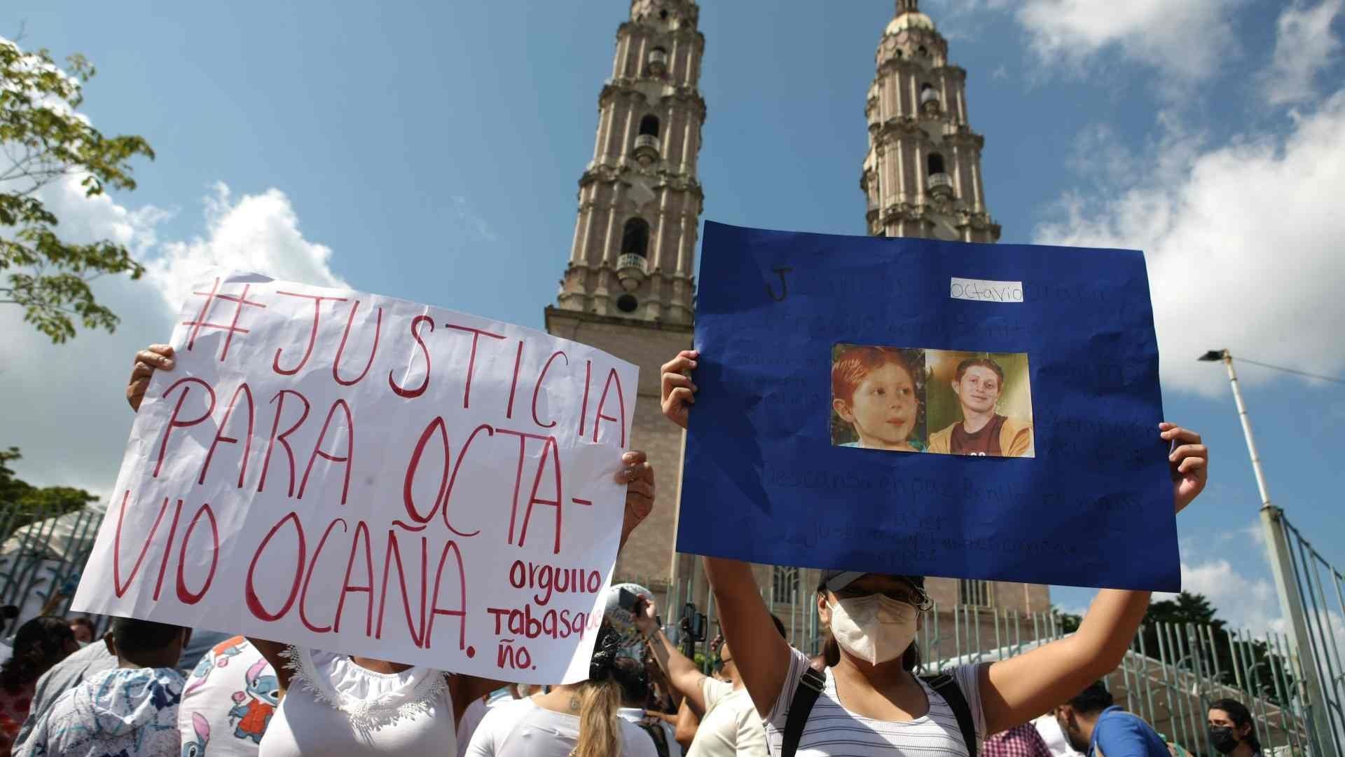 Protesta por la muerte de Octavio Ocaña en Tabasco