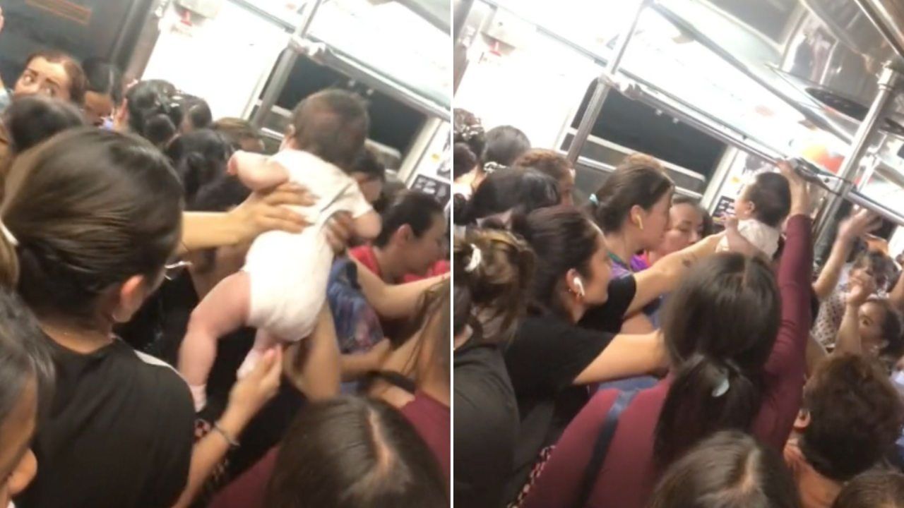 Video: Mujeres Pasa a Bebé de Mano a Mano en el Metro de CDMX