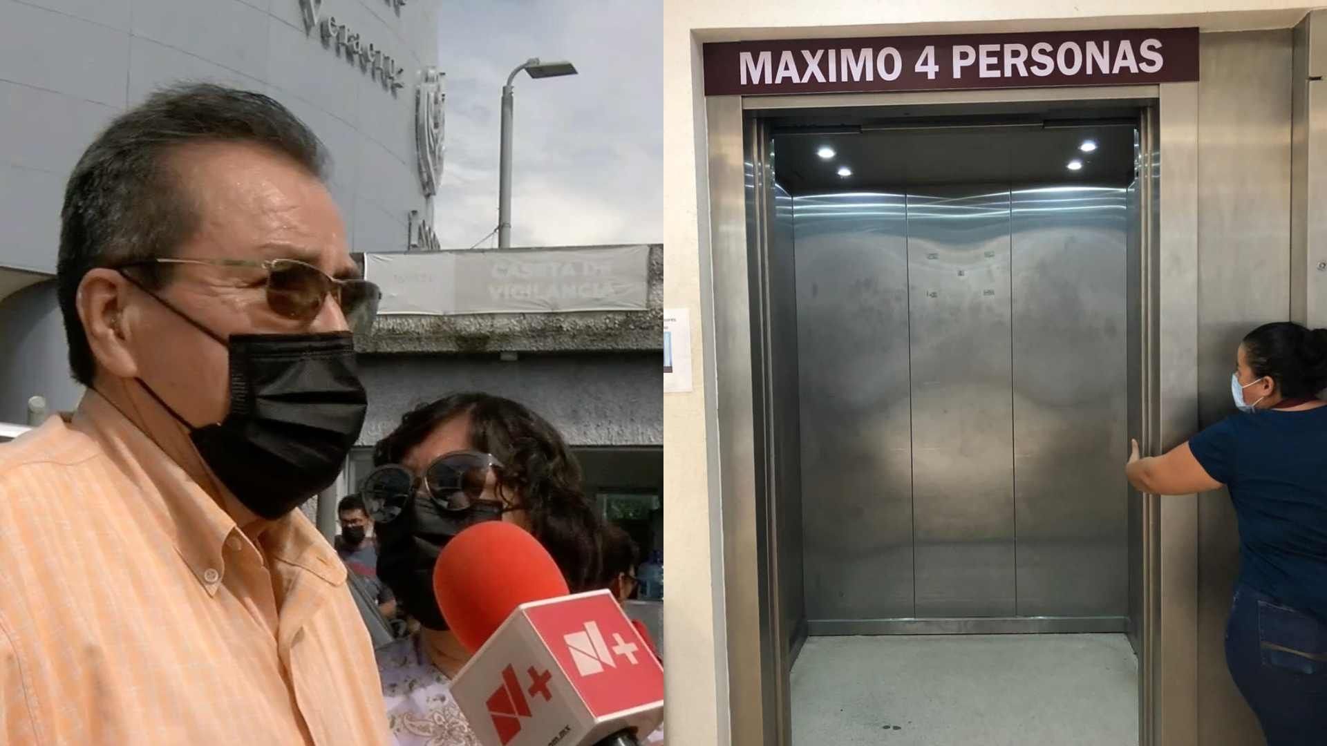 Pareja se queda atorada en elevador del ISSSTE en Veracruz