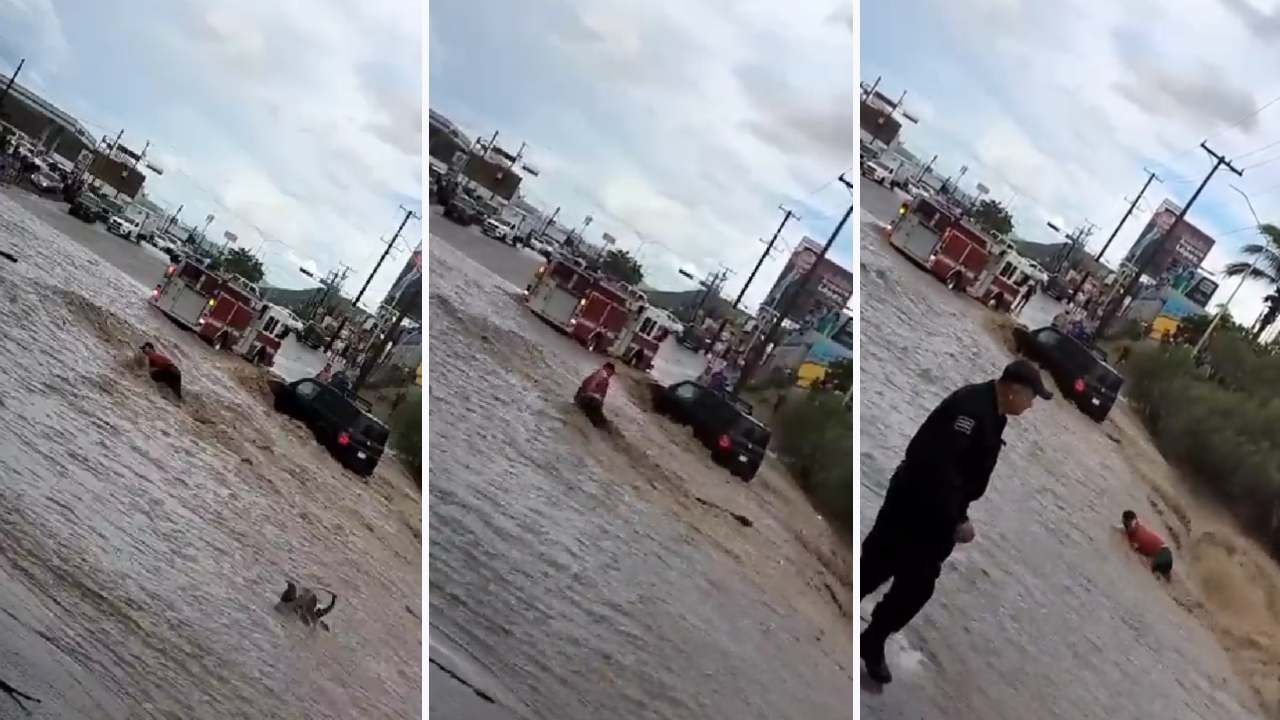 Rescatan a Hombre tras Ser Arrastrado por Arroyo en Baja California Sur