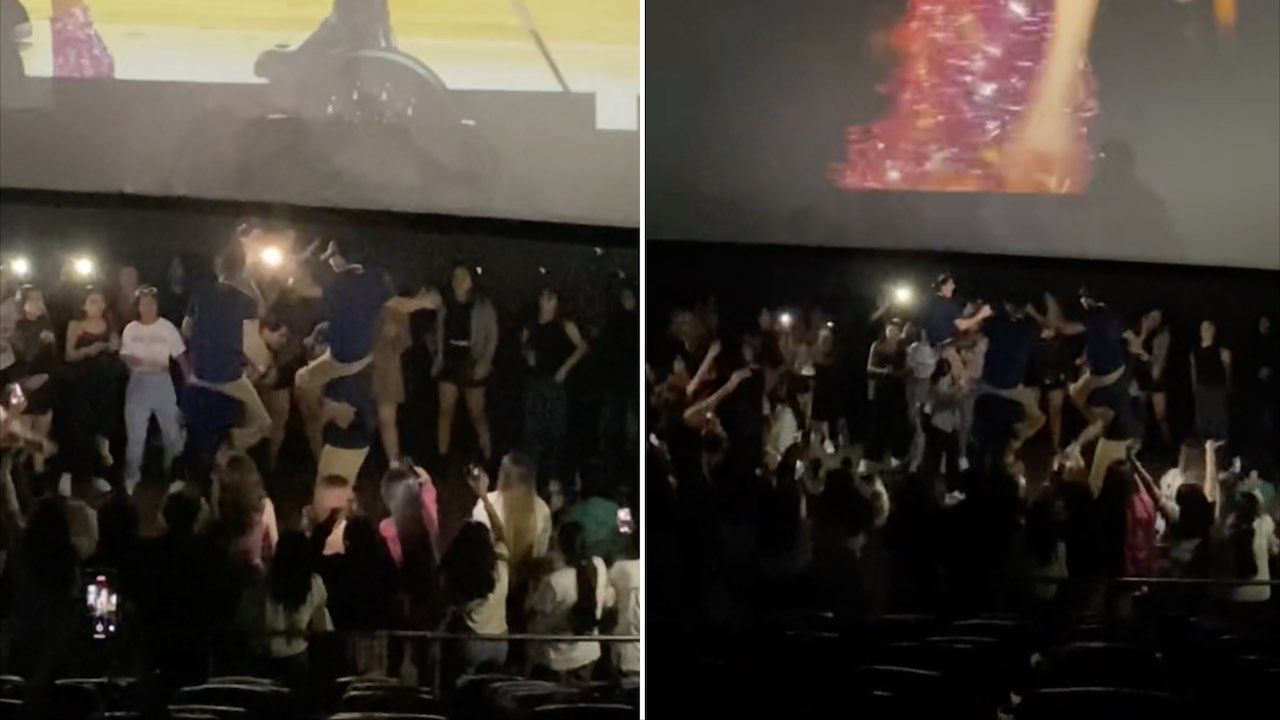 Empleados de cine bailan al ritmo de Taylor Swift con las fans