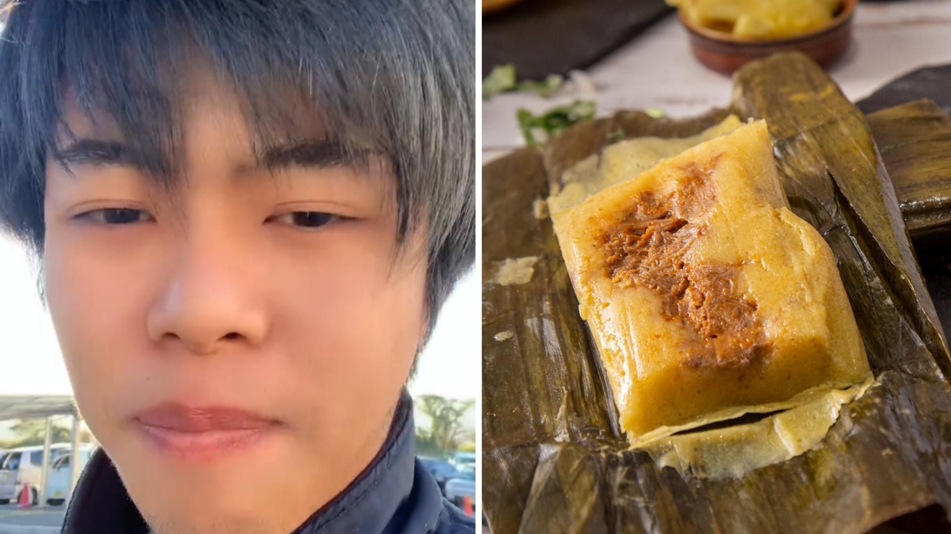 Joven japonés pide puestos de tamales en las calles de Japón