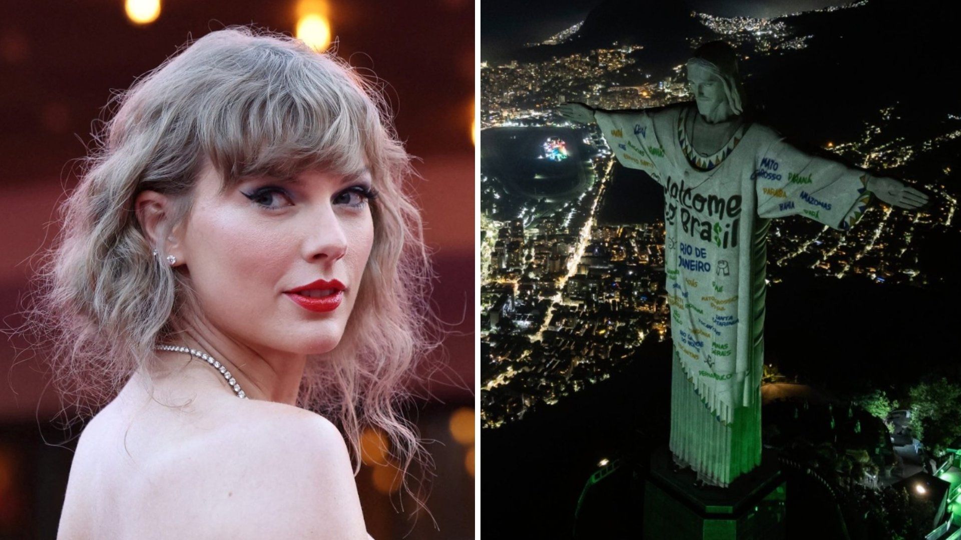 Brasil Recibe a Taylor Swift Con Brazos Abiertos Del Cristo Redentor Iluminado