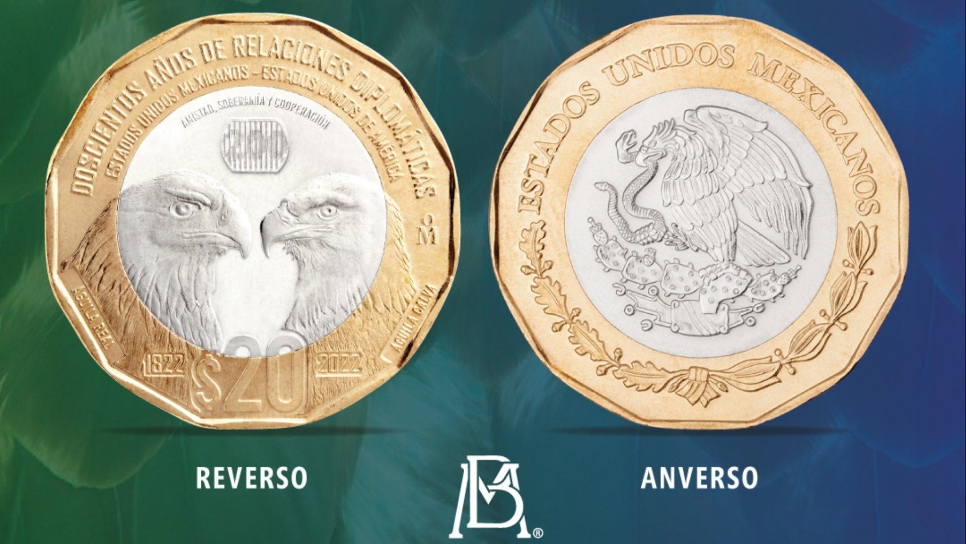 Nueva Moneda de 20 Pesos Celebra 200 Aniversario de Relaciones Entre México y EUA