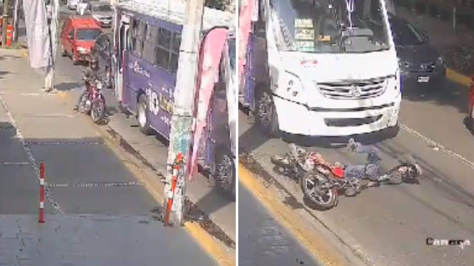 Video: Motociclista Intenta Ganarle Paso a Camión y Termina Mal