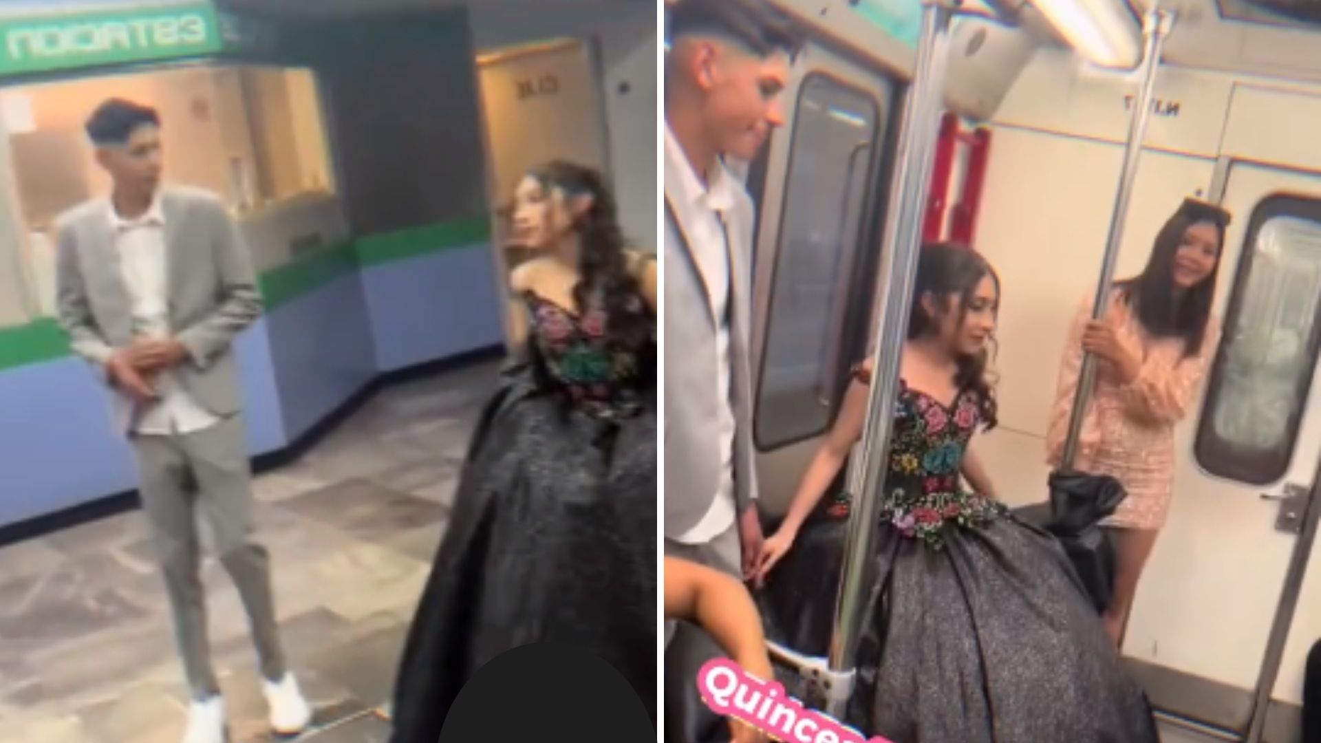 Video: Quinceañera llega en Metro CDMX a Misa 