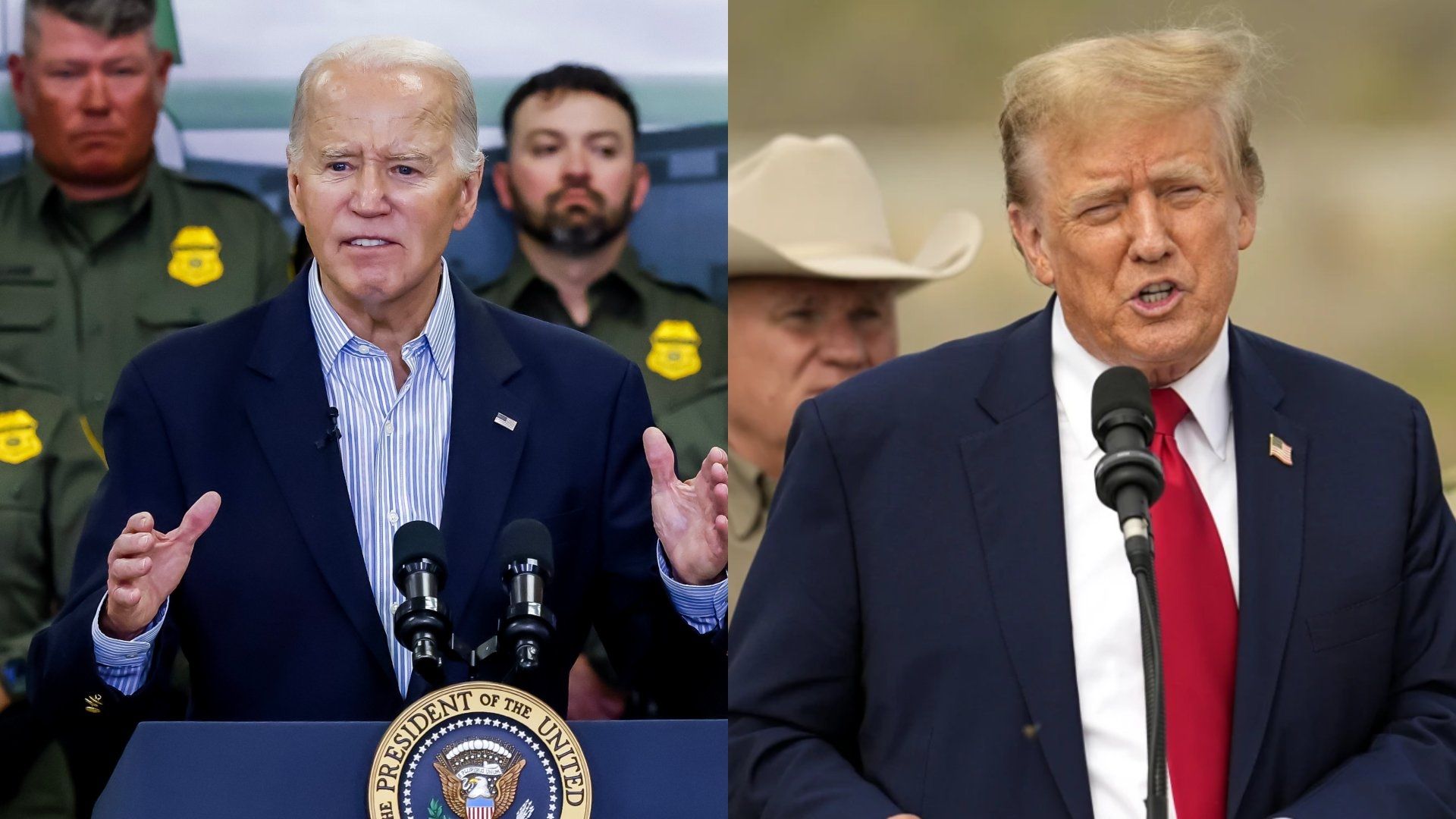 Joe Biden y Donald Trump tras acudir el mismo día a la frontera sur con México