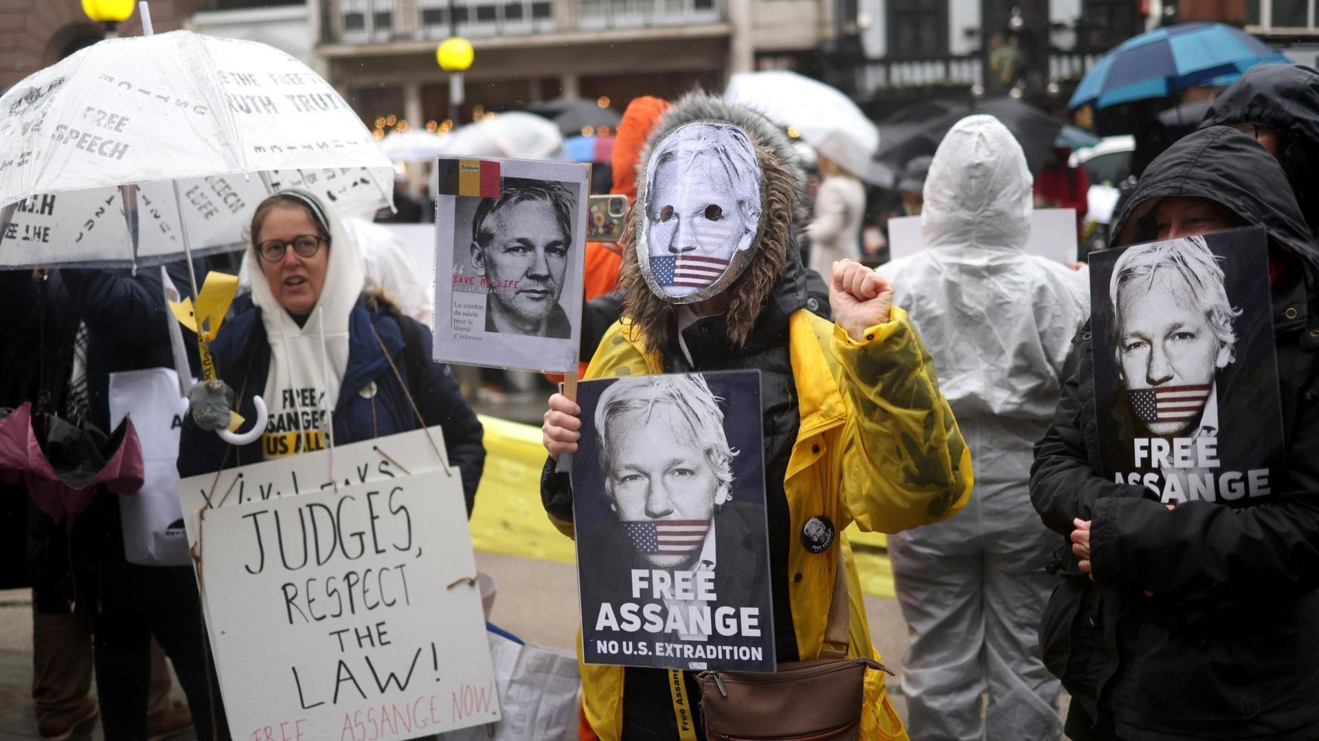 Protesta a favor de Julian Assange