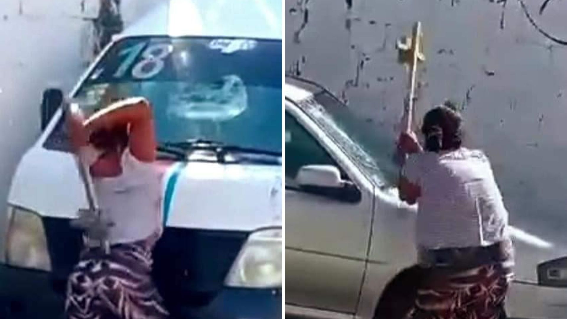 Video: Mujer Rompe Vidrios de Varios Autos en Temixco, Morelos