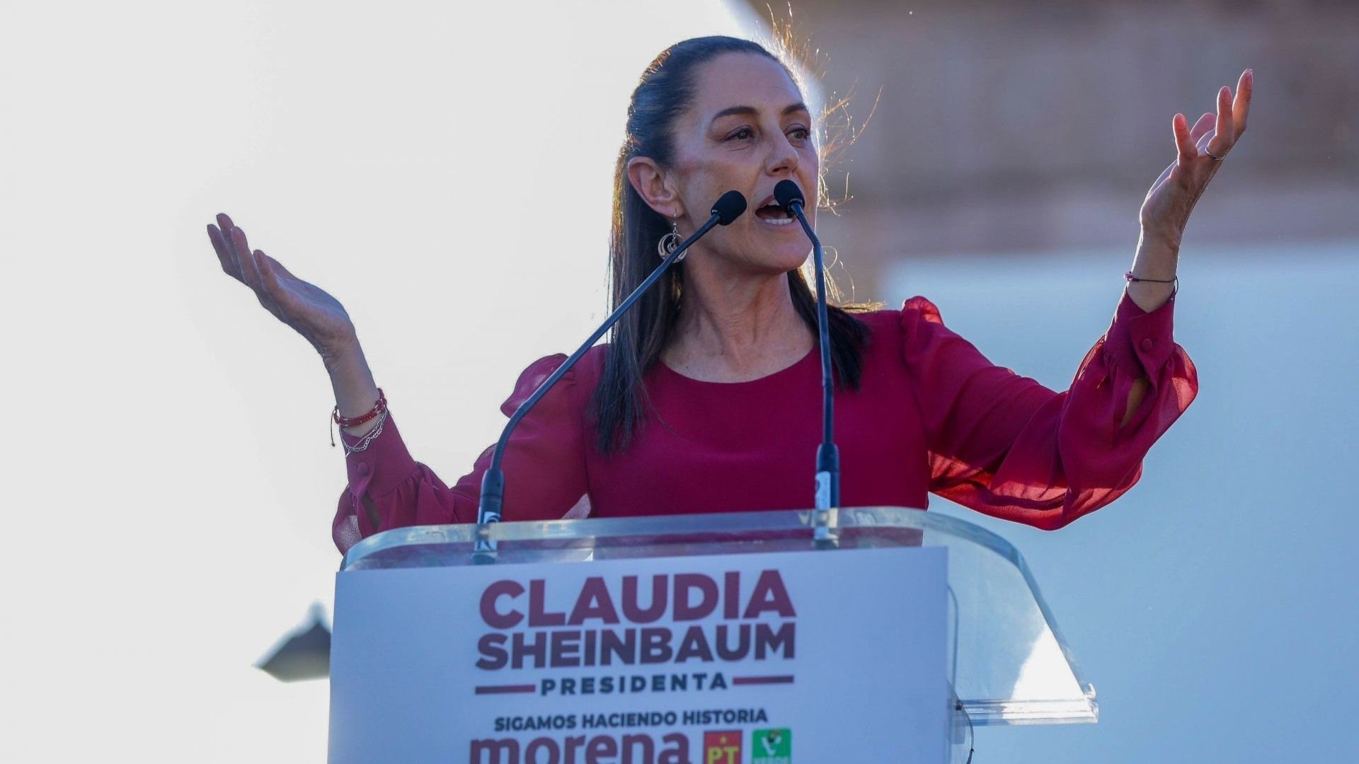 Claudia Sheinbaum, candidata presidencial de la coalición “Sigamos Haciendo Historia”, en León, Guanajuato