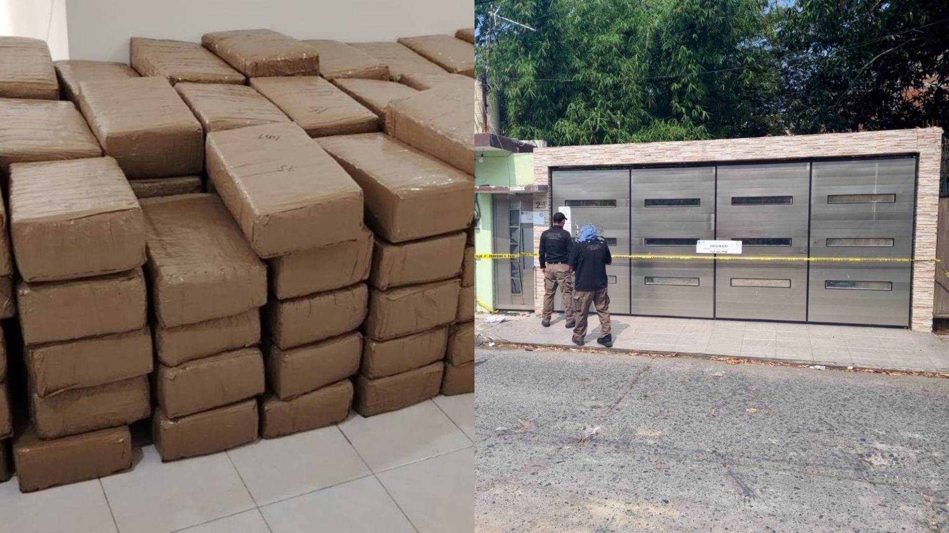 Autoridades aseguraron 142 paquetes confeccionados con cinta canela, que contenían hierba verde y seca con las características de la marihuana.