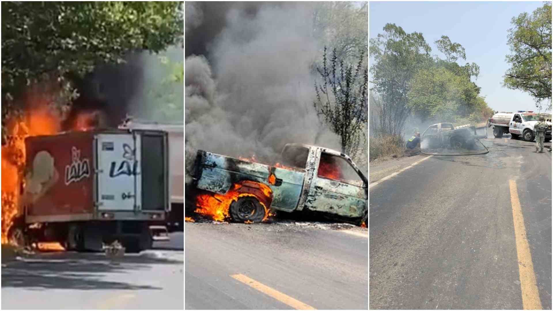 Bloqueos carreteros y quema de vehículos en Michoacán