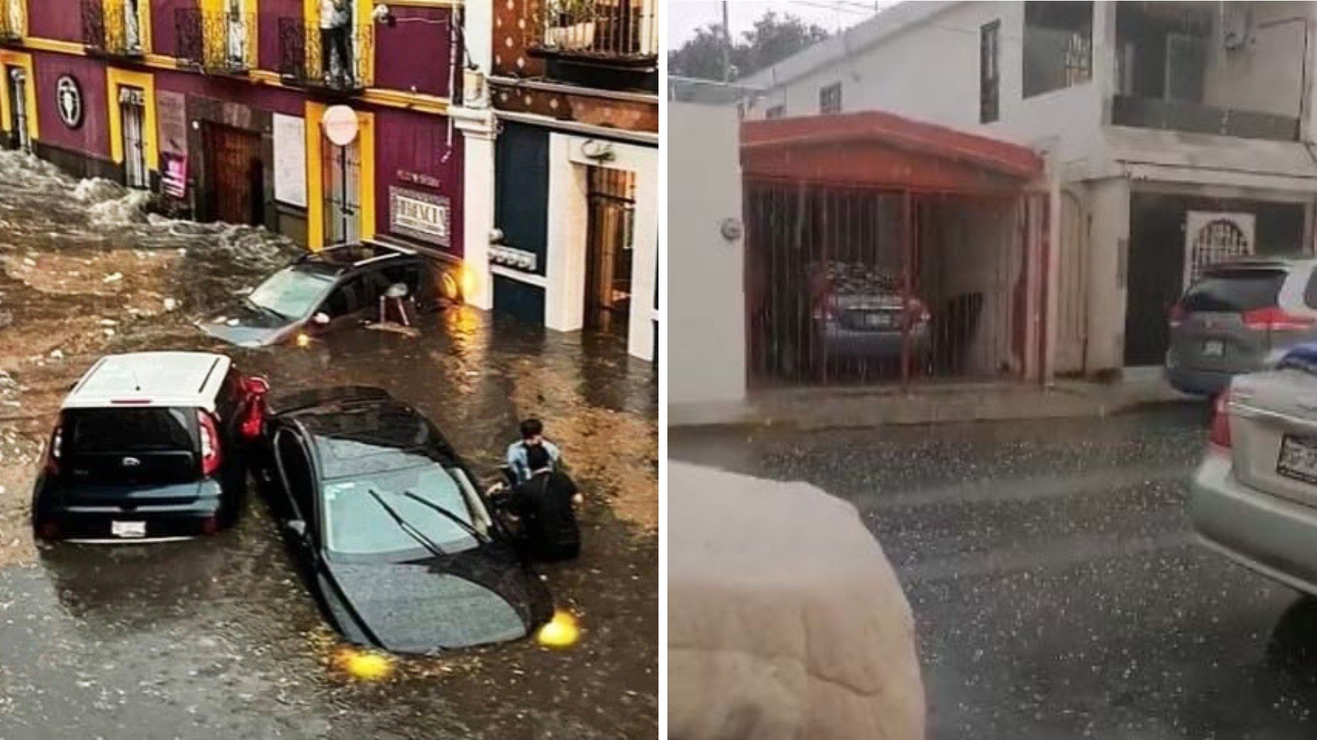 Lluvias Inundan Calles en Municipios de Puebla y Granizo Sorprende a Nuevo León