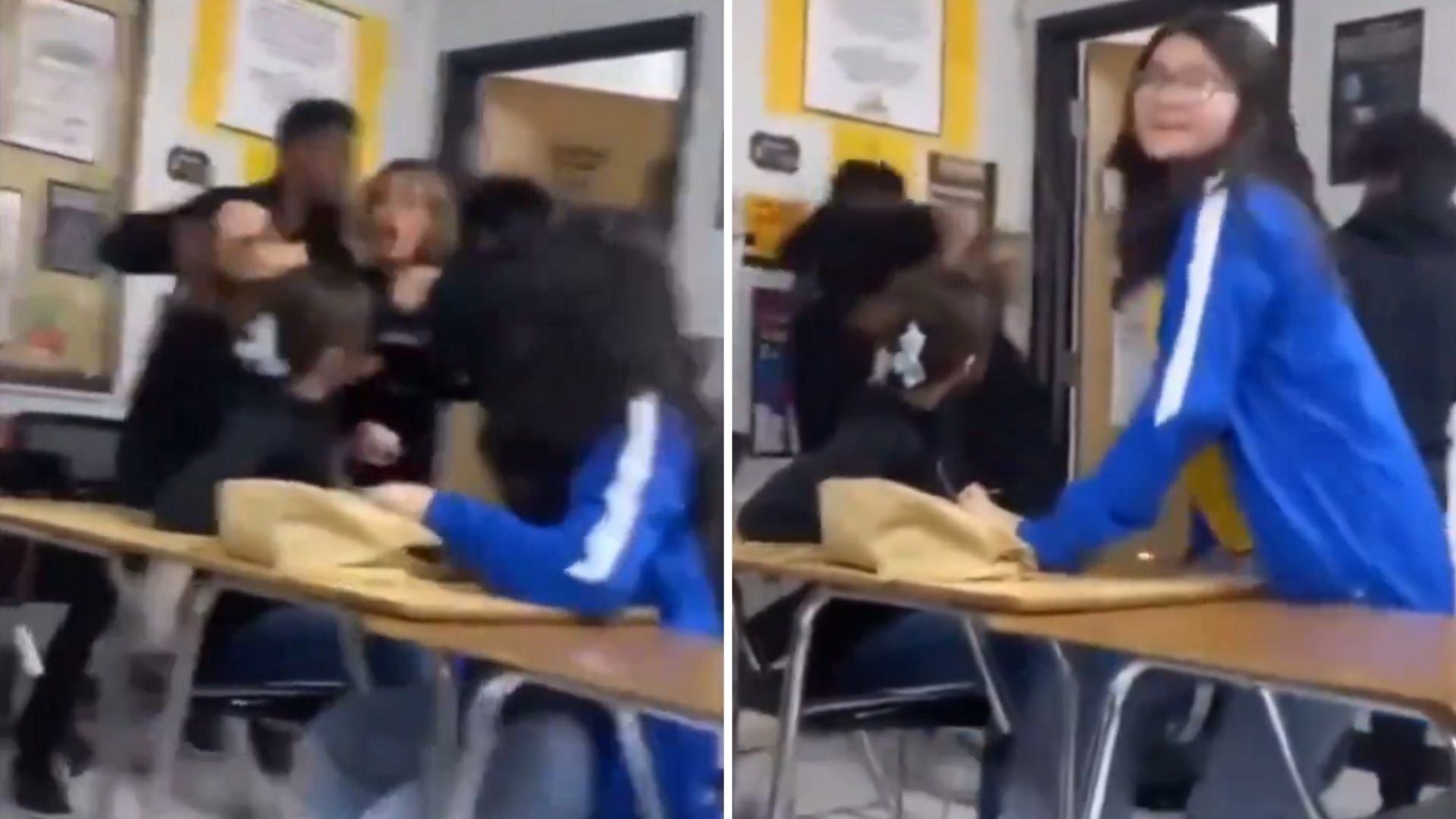Una maestra es lanzada contra la pared en pelea de estudiantes