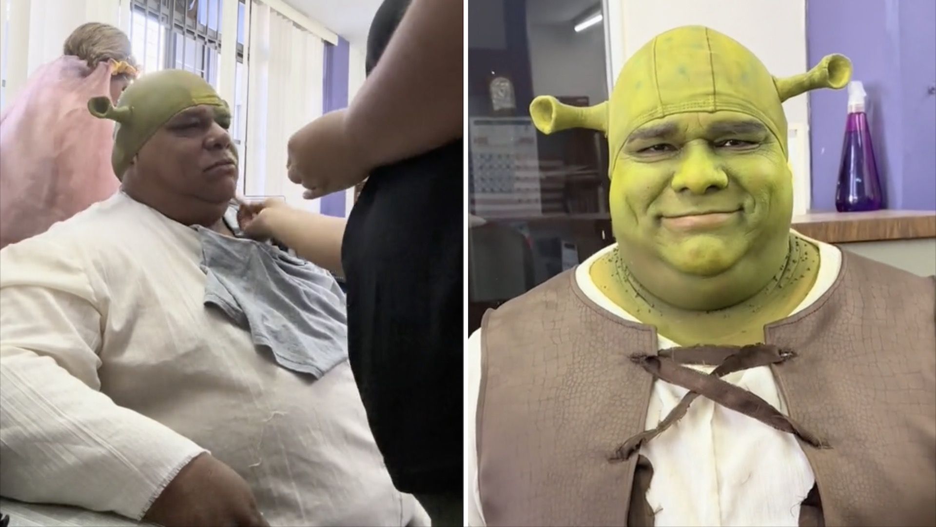 Maestro se disfraza se Shrek por Día del Niño en Uruapan