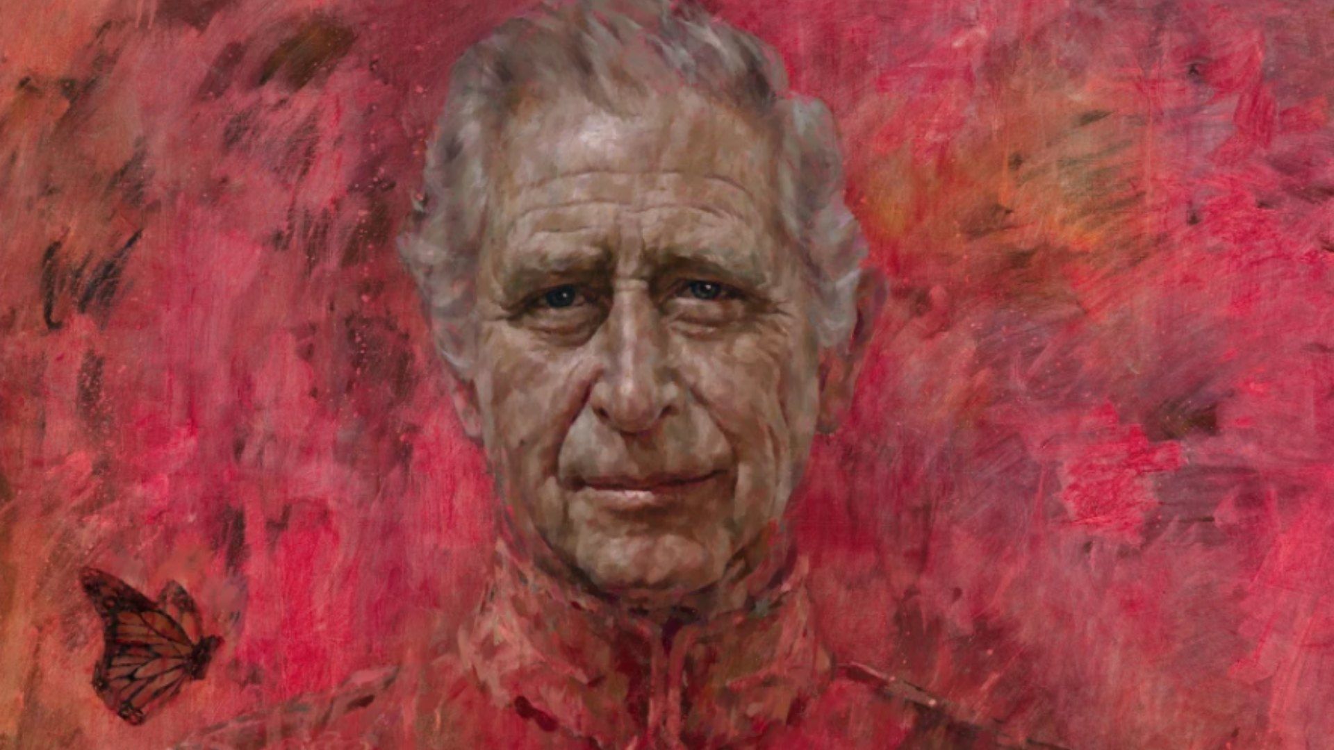 El rey Carlos III mostró su primer retrato completo desde la coronación, con una imagen en rojo