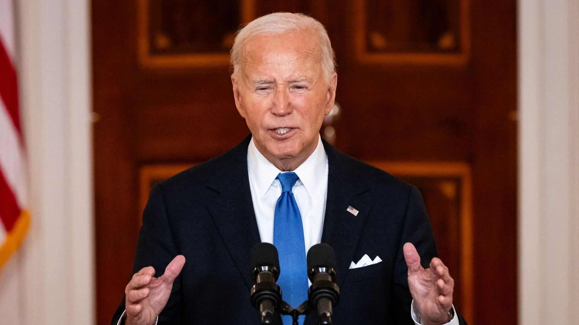 El presidente de Estados Unidos, Joe Biden, durante un mensaje en la Casa Blanca