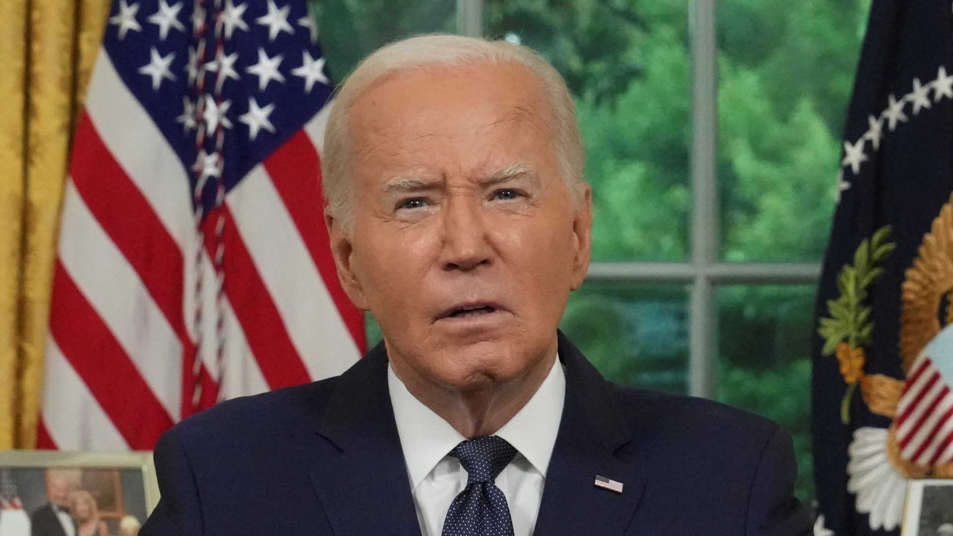 Joe Biden durante un mensaje desde la Casa Blanca