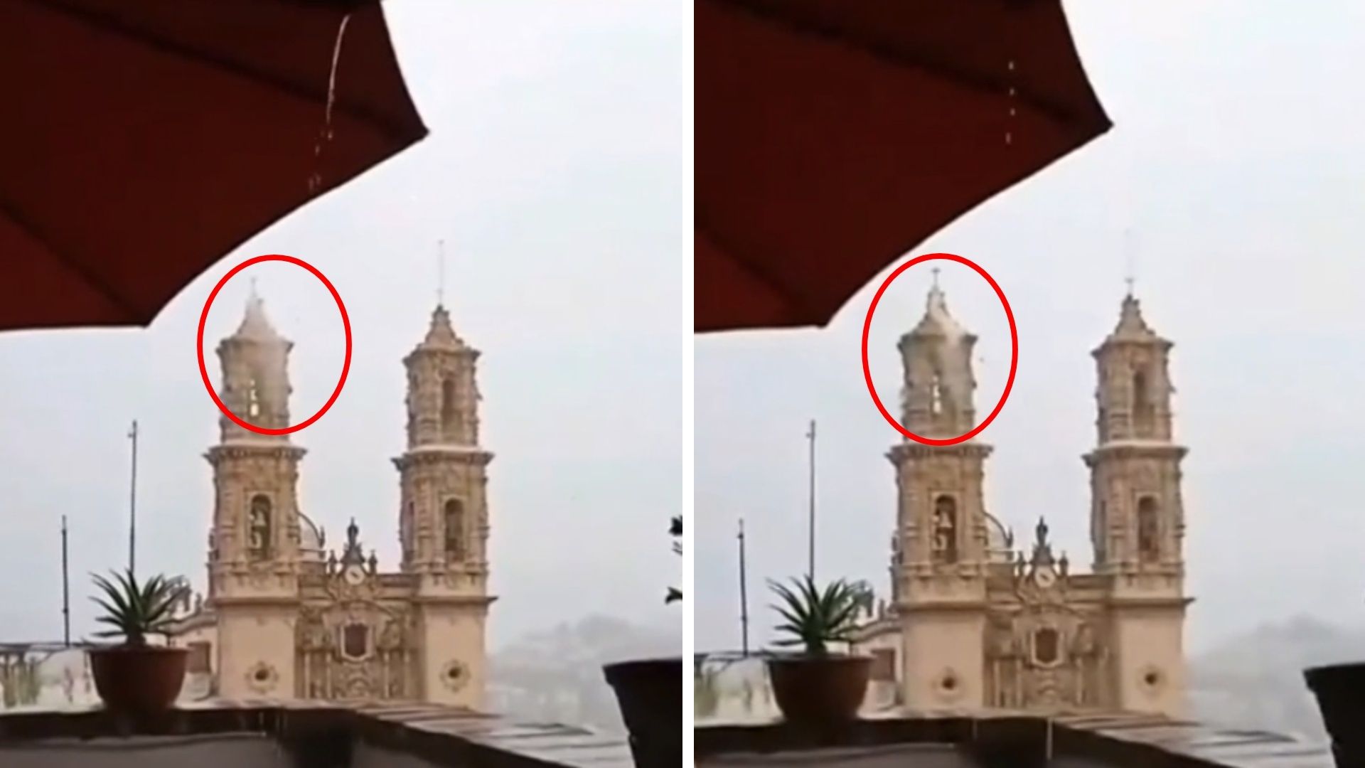 Video | Rayo Impacta Sobre Torre de la Catedral de Santa Prisca, en Taxco