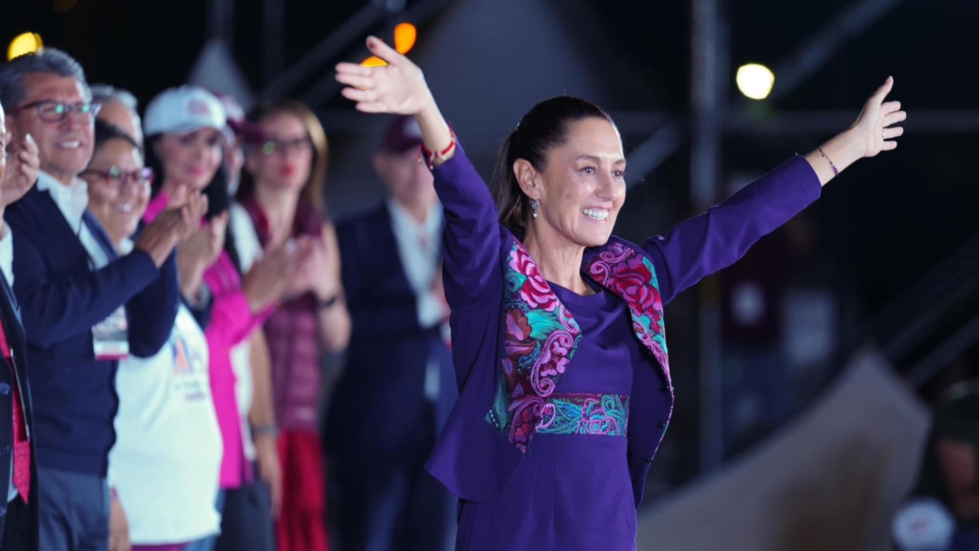 Claudia Sheinbaum celebrando su triunfo el 2 de junio en el Zócalo. 