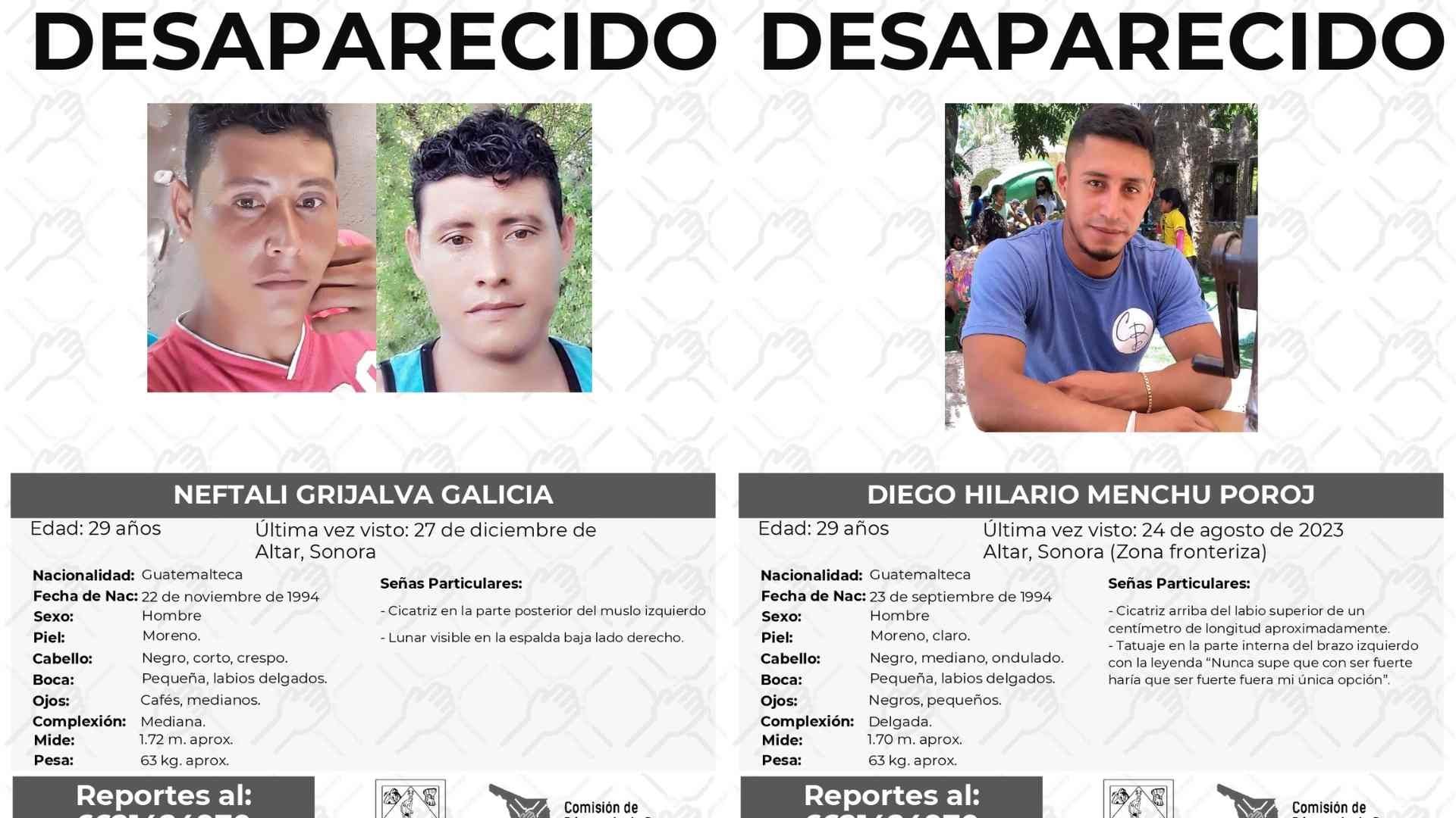 Dos Hombres de Nacionalidad Gualtemalteca se Encuentran Desaparecidos en Sonora