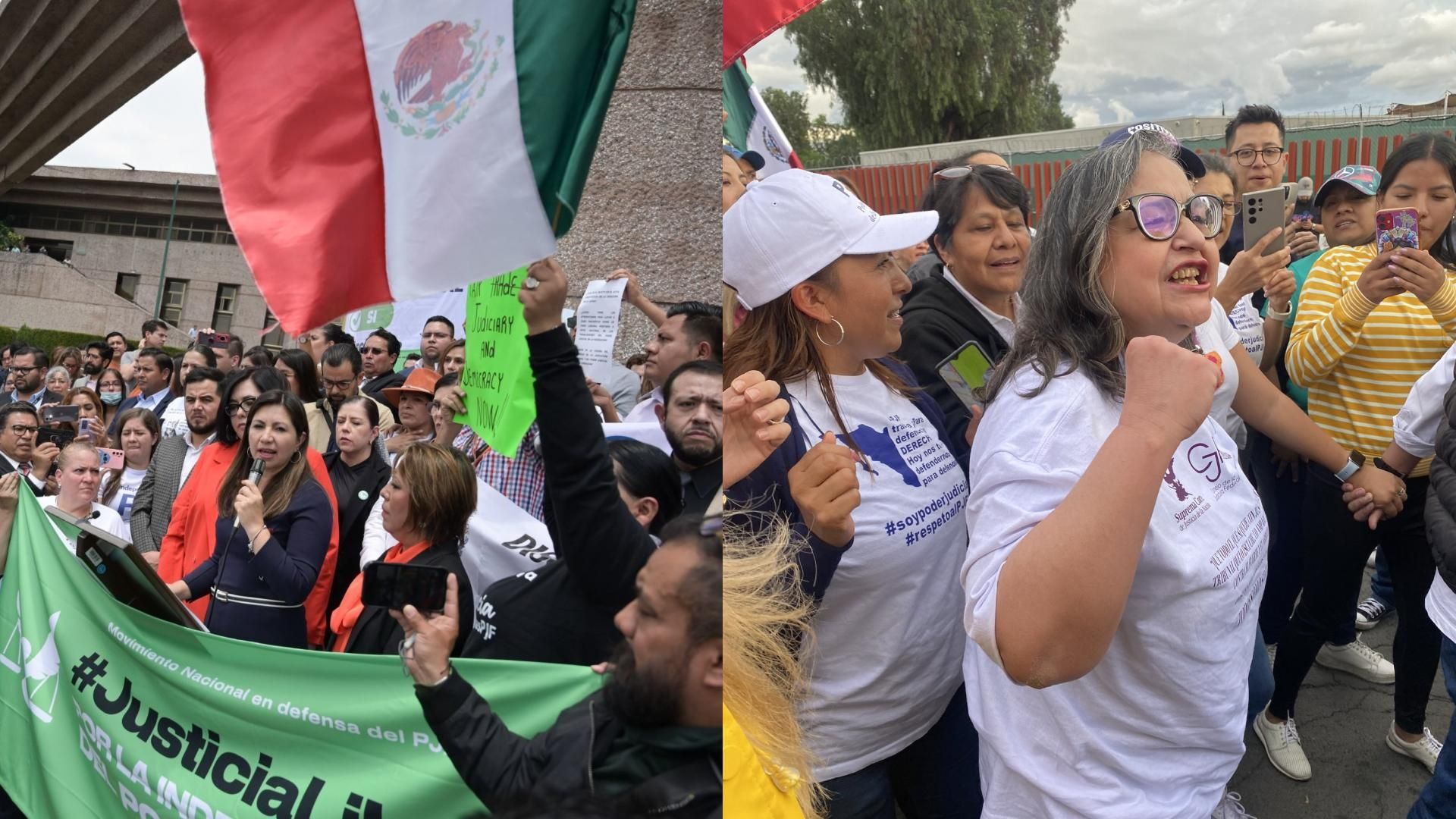 La ministra Norma Piña visitó a los trabajadores que cercan la Cámara de Diputados