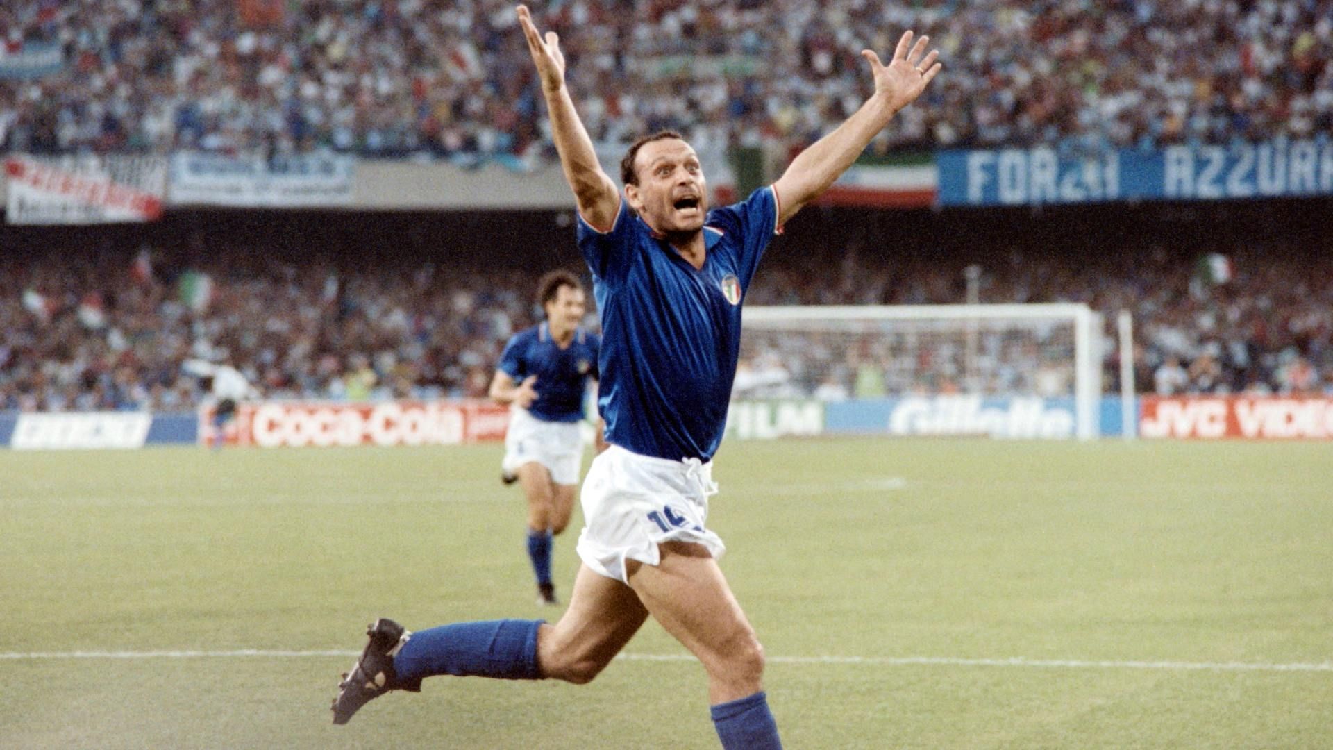 Schillaci abrió el marcador a favor de Italia en la semifinal de la Copa del Mundo de 1990 ante Argentina. Foto AFP