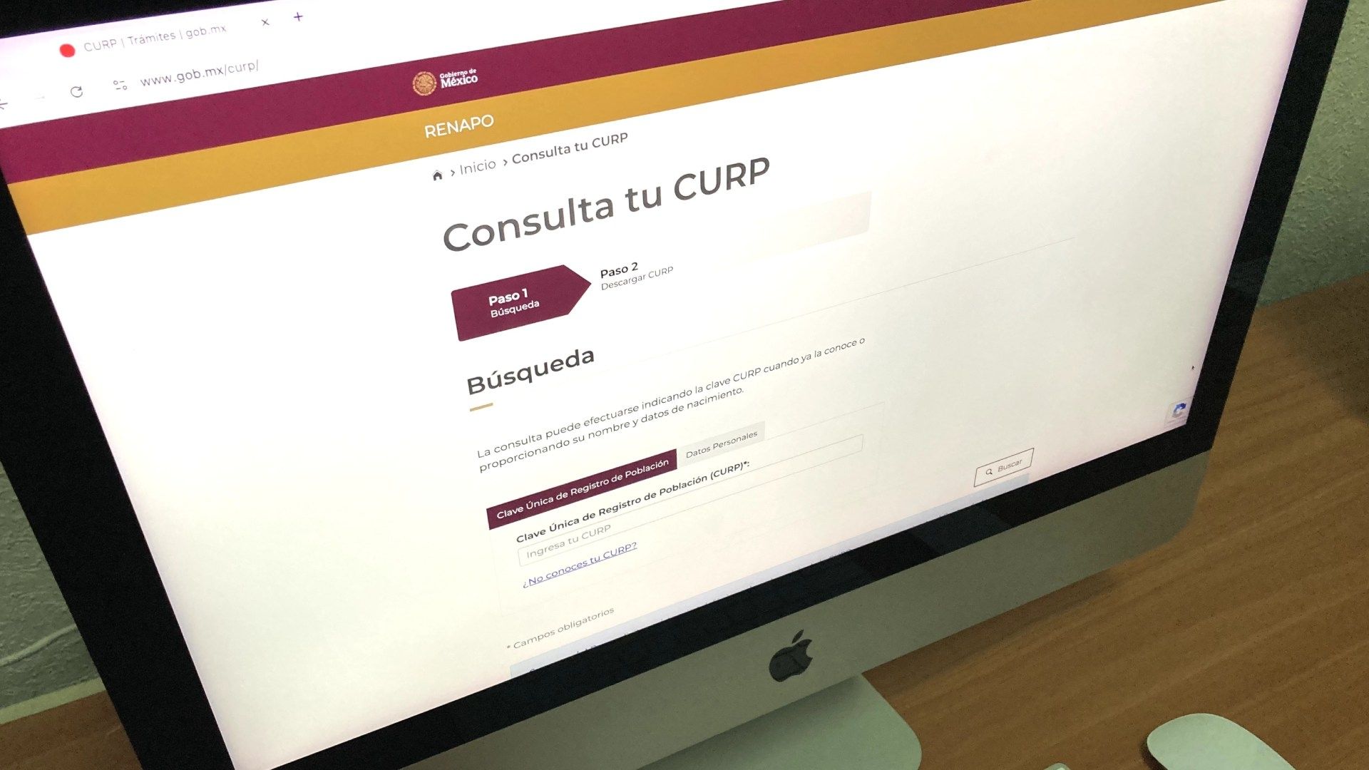 Página oficial para consultar tu CURP