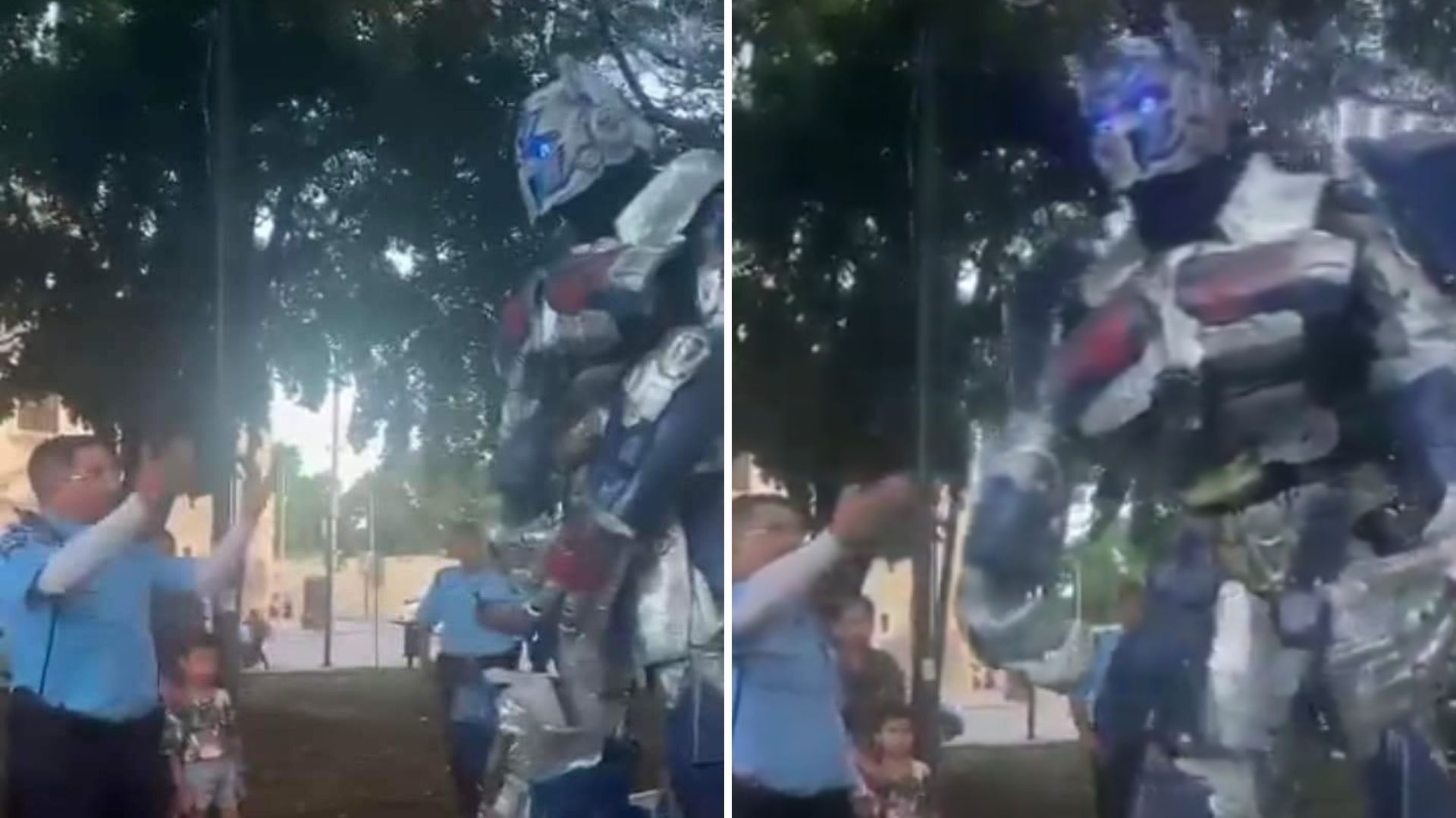 Policías Corren a Optimus Prime de Parque de Mérida