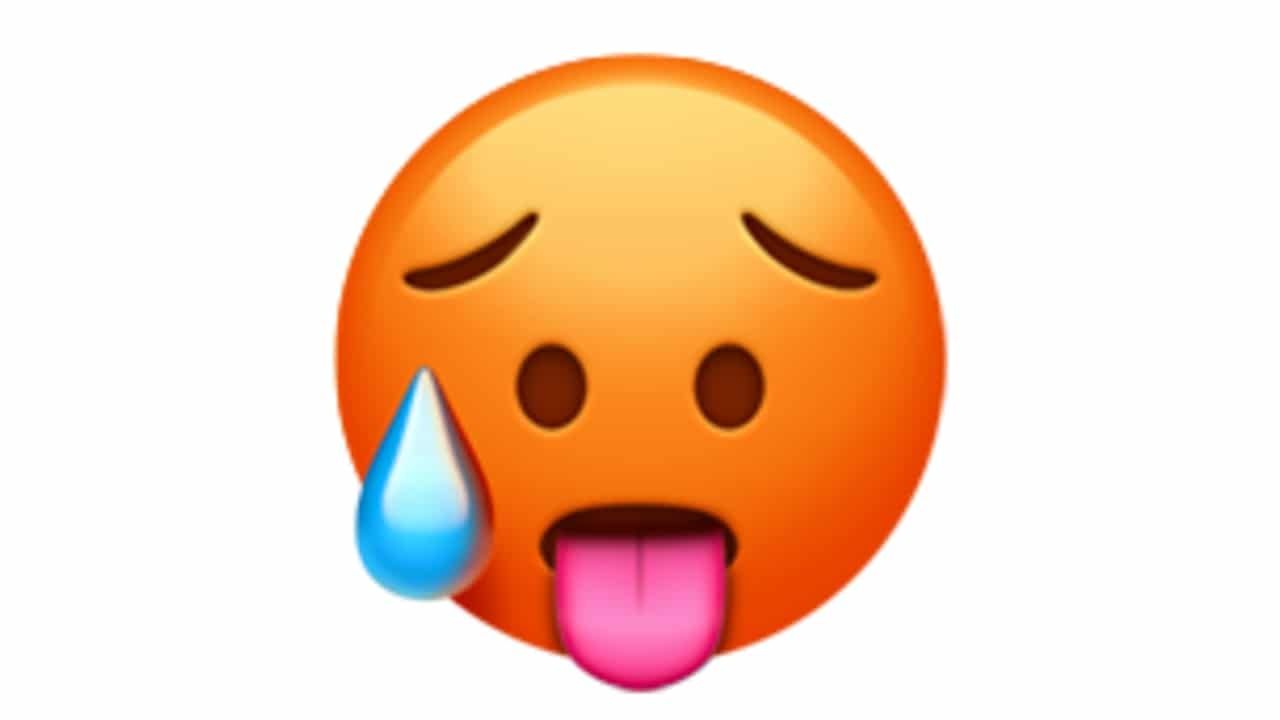 Esto significa el emoji de cara roja con lengua de fuera en WhatsApp