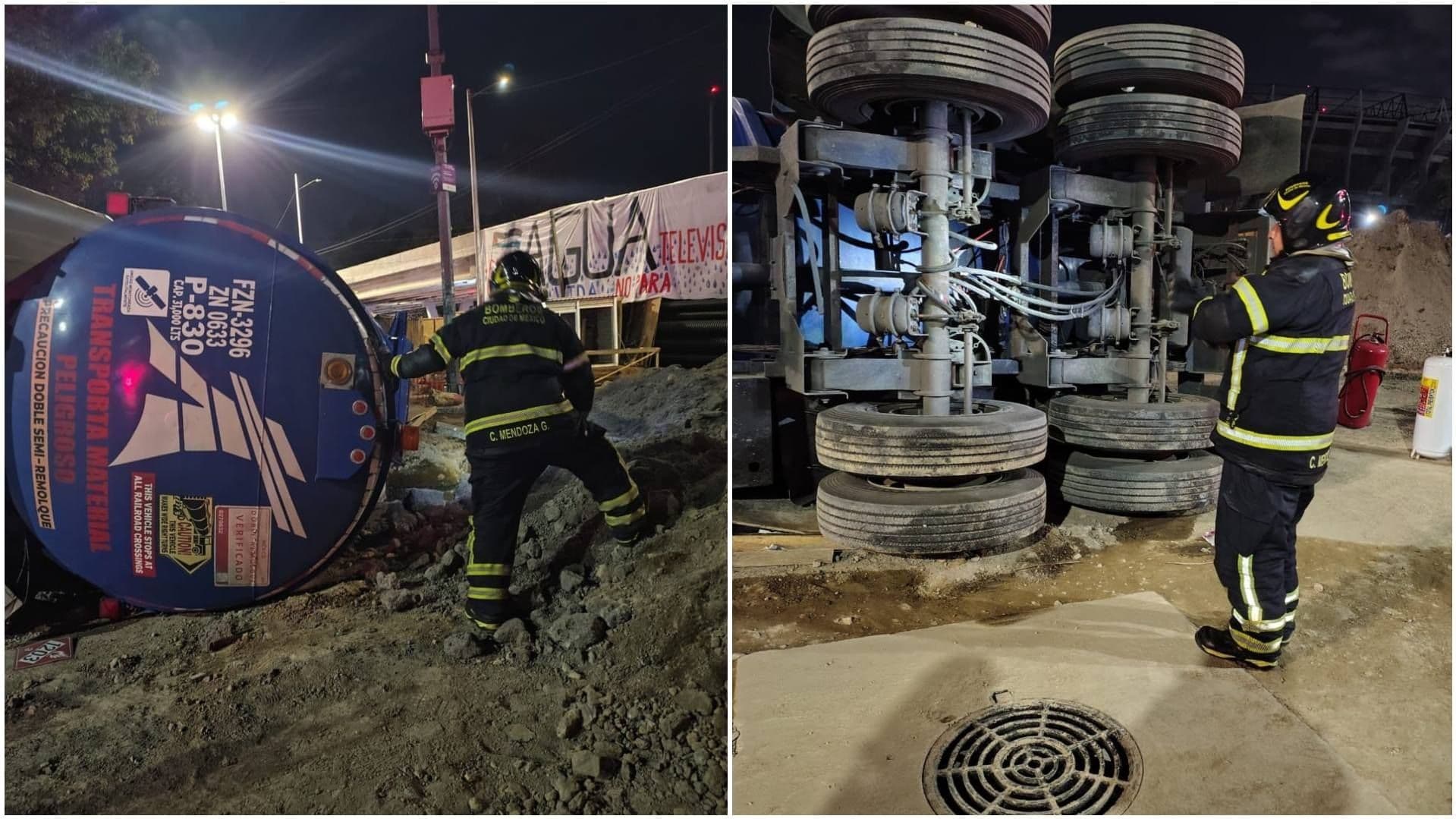Vuelca Pipa con Miles de Litros de Gasolina Cerca del Estadio Azteca, en Coyoacán